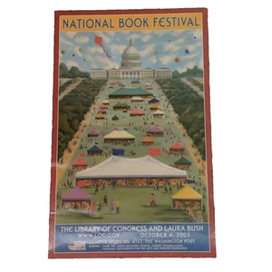 National Book Festival Library of Congress Poster Laura Bush Mall Vintage 2003 - Picture 1 of 2