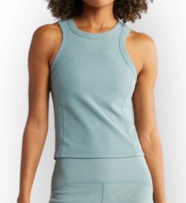 NWT Zella Luxe Rib Racerback Support Tank in Grey Thunder Retail $49 Size Medium - Image 1 of 4