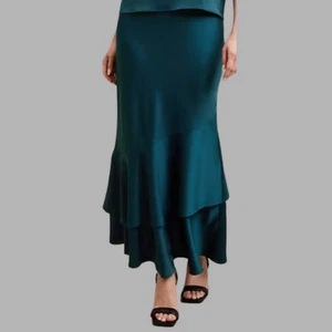 Banana Republic XS smaragdgrün Maxirock Rüschensaum Party Cocktail neu mit Etikett $ 110 - Bild 1 von 8