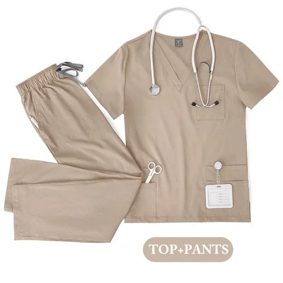 Premium Unisex Medical Scrub Set Soft Breathable Doctor Nurse Uniform Hospital - Image 1 of 4
