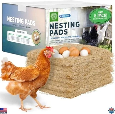 Chicken Nesting Pads 8-Pack, 13x13 for Hens, Fits Most Nest Boxes, Coop Liners Foto 1 de 4