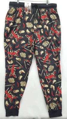 NEW Deadpool Sleep Pants Mens XL Black Red Jogger Marvel Soft Comic Lounge - Image 1 of 4