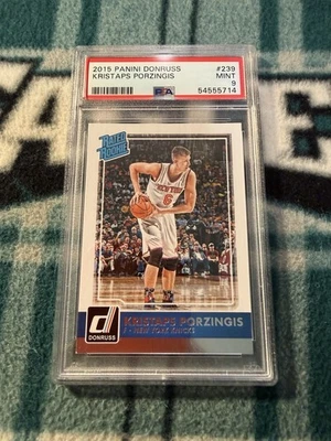 KRISTAPS PORZINGIS RC PSA MINT 9 RATED ROOKIE 2015 DONRUSS 239 MAVS KNICKS HAWKS - Image 1 of 4