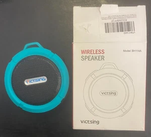 VICTSING Bluetooth Speaker 3 1/2" round Turquoise Teal Shower suction C6 BH114A - Picture 1 of 6