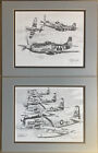 2 Artist Nick Perriello Signed Military Airborne Aviation Wingman Art Prints EUC