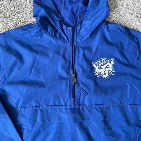 BYU Brigham Young Windbreaker Youth XL Champion Blue Lightweight Hooded Cover