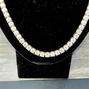 24” 5MM MOISSANITE TENNIS CHAIN VVS1 D COLOR 18K GOLD PLATED 925 SILVER - Picture 1 of 9
