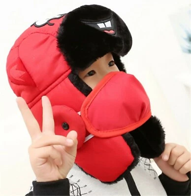 Kids Children Girl Boy Fleece Fur Warm Thermal winter Ski Ushanka Cap Hat 6-12y - image 1 of 2