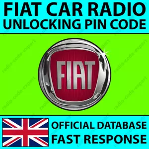 FIAT RADIO UNLOCKING PIN CODE FOR ALL MODELS VP1 VP2 VP3 VP4 CD MP3 ECE DAB NAV - Picture 1 of 6