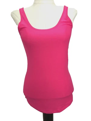 NO BOUNDARIES FITTED Bright Pink SUPERSOFT Stretch Knit SCOOP TANK SZ. Jr. L - Image 1 of 4