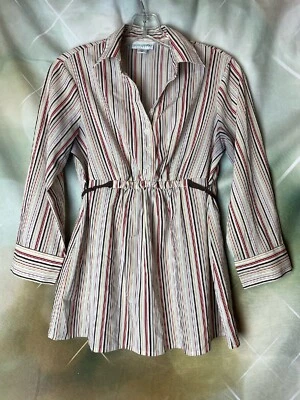 Motherhood Maternity with Stripes 3/4 Sleeves 1/2 Button-Up Tie Back Size S - Image 1 of 4