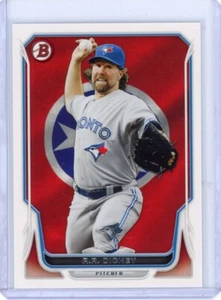 2014 BOWMAN R.A.DICKEY INTERNATIONAL STATE HOME TOWN FLAG #23 TORONTO BLUE JAYS - Picture 1 of 2