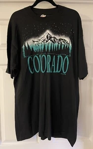 Vintage 1994 Colorado Mountains T-Shirt XXL Black & Green Raised Letters - Bild 1 von 6