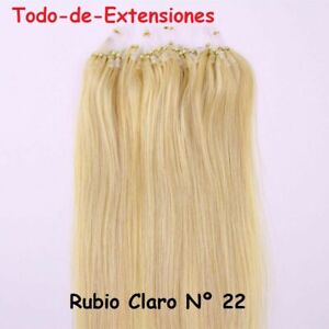 50 Extensiones Micro Ring, PELO NATURAL,    55 Cm de Largo,    Rubio Claro Nº 22