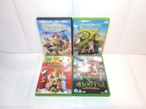 DVD Bundle 4x Shrek Films - Shrek, Shrek 2, Shrek The Third & Puss In Boots VG C - Picture 1 of 14