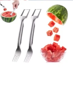 2PCS Watermelon Slicer Cutter,2-in-1 Fork Stainless Steel Fruit Cutting Artifact - Picture 1 of 2