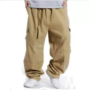 New Fashion Trousers Cotton Hip Hop Men's Loose Fit Cargo Overalls Casual Pants - Picture 1 of 5