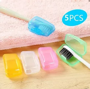 Toothbrush Head Covers Portable Travel Camping Holder Brush Cap Case Coloured 5x - Picture 1 of 6