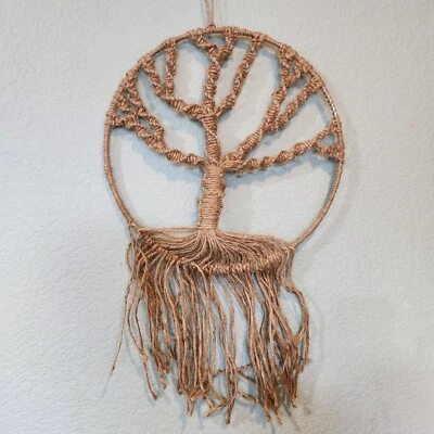 Macramé Árbol de la Vida Grande Hecho a Mano Colgante de Pared Bronceado Hippie Largo Atrapasueños Foto 1 de 3