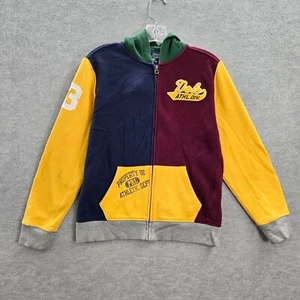 Polo Ralph Lauren Boys Sweatshirt Large Yellow Colorblock Full Zip Hoodie READ - Picture 1 of 14