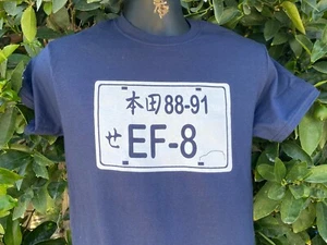 88-91 Honda Civic JDM license plate EF EF-8 Hatchback CRX SI Tee Shirt Rare - Picture 1 of 12