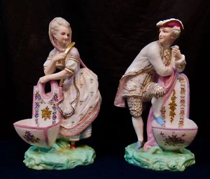Vintage Pair of Paris Porcelain Table Salt Statues - Picture 1 of 12