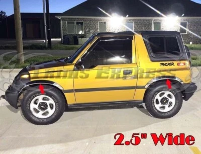 para: 1989-1998 Geo Tracker 2 puertas/Suzuki Sidekick guardabarros moldura acero inoxidable 4 piezas 2 1/2" Foto 1 de 4
