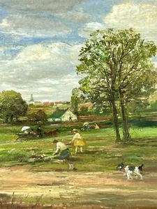 Painting Rolf-Dieter Meyer-Wiegand Signed Court with Carriage Oil on Panel - Picture 1 of 9