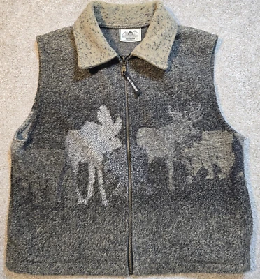 Chaleco Black Mountain De Colección Cremallera Completa Alce Oso Madera Bolsillos Hecho en EE. UU. Para Mujer M Foto 1 de 4