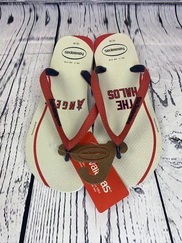 MENS HAVAIANAS SIZE 13 MLB ANGELS/HALOS FLIP FLOPS - NWT Cover