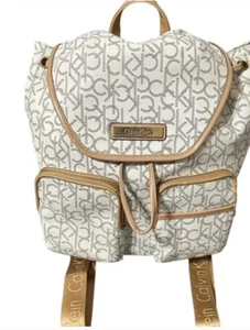 Calvin Klein Hudson Monogram Backback in Almond/Khaki/Camel - Picture 1 of 14
