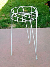 Vintage MCM Hairpin Metal Legs White Plant Stand Pot Holder 21
