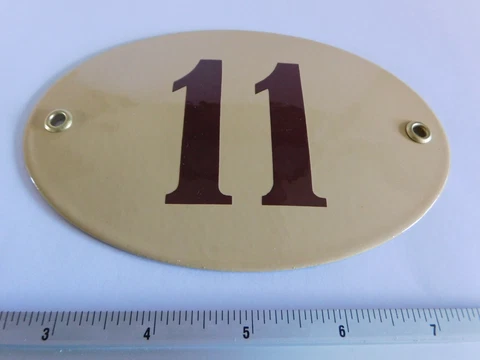 Old Vintage Art Nouveau Enamel Porcelain House Door Number Street Sign Plaque 11 Cover