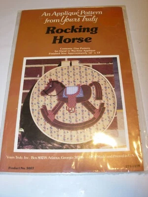 CRAFTS UNCUT SEWING PATTERN ROCKING HORSE MACHINE APPLIQUE YOURS TRULY 12" HOOP  - Image 1 of 3
