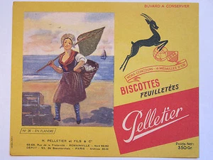 10C19 Antiguo Secante Publicidad Galletas Pelletier Regiones N º 39 En Flandes - Imagen 1 de 2