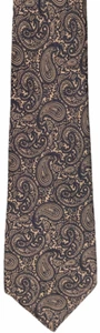 STEFANO RICCI silk tie-vtg navy blue/tan paisley hi sheen - Luxury - Italy - EUC - Picture 1 of 5
