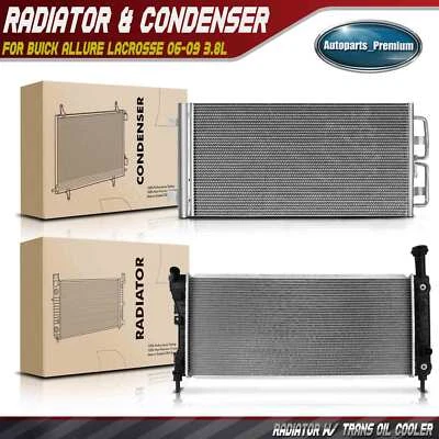 Kit de refrigeración de radiador y condensador de CA para Buick Allure LaCrosse 2006-2009 V6 3,8 L Foto 1 de 4