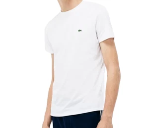 Lacoste Men's size L  (5)  White T Shirt Cotton Short Sleeve Crew Neck Logo new - Picture 1 of 3