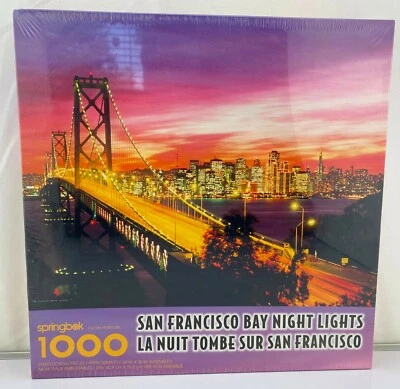 Springbok Jigsaw Puzzle 1000pcs 24"X 30" San Francisco Bay Night Lights. - Image 1 of 4