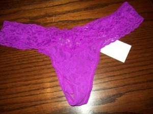 NWT HANKY PANKY LOW RISE STRETCH LACE THONG PANTIES 4911 HLIL PURPLE OS 1 sz - Picture 1 of 2