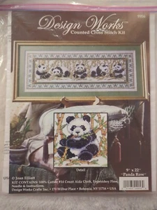 Design Works Crafts Counted Cross Stitch Pattern PANDA ROW #9956 Joan Elliott - Picture 1 of 2
