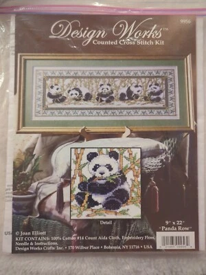 Design Works Crafts Counted Cross Stitch Pattern PANDA ROW #9956 Joan Elliott - Image 1 of 2