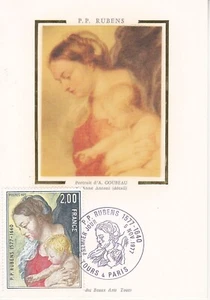 Carte 1er jour Soie 1977 Tableau de Rubens Peintre Portrait d'A. Goubeau - Picture 1 of 2