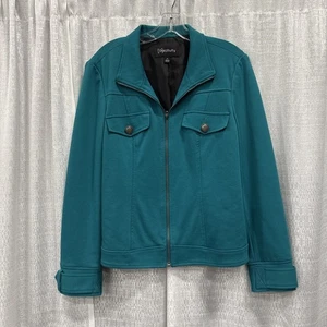 Relativity Women's Full Zip Microfiber Jacket, Size 14 Teal Turquoise - Picture 1 of 10
