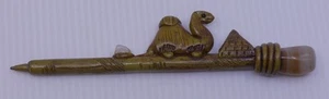 VINTAGE PEN WITH CAMEL, PYRAMID & AGATE STONE DECORATION, EGYPT SOUVENIR? - Picture 1 of 5