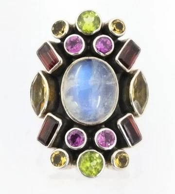 Nicky Butler Sterling Silver Moonstone Multi Color Gemstone Ring Size 7 FZZ - Image 1 of 4
