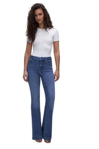 GOOD AMERICAN Good Legs Flare Jeans in Indigo Size 14/32 - Picture 1 of 6