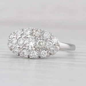 0.65ctw Diamond Cluster Princess Ring 14k White Gold Size 7 - Picture 1 of 10