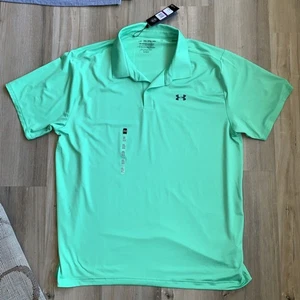 NWT Under Armour Mens Heat Gear Performance Polo Textured Lime Size 2XL NEW - Picture 1 of 8