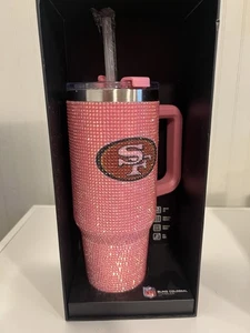 New NFL San Francisco 49ers Pink Rhinestone BLING COLOSSAL 46OZ TUMBLER Water - Picture 1 of 7